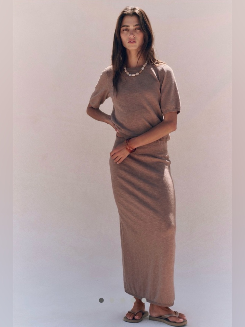 NWT Free People Isabella sweater skirt set caribou brown